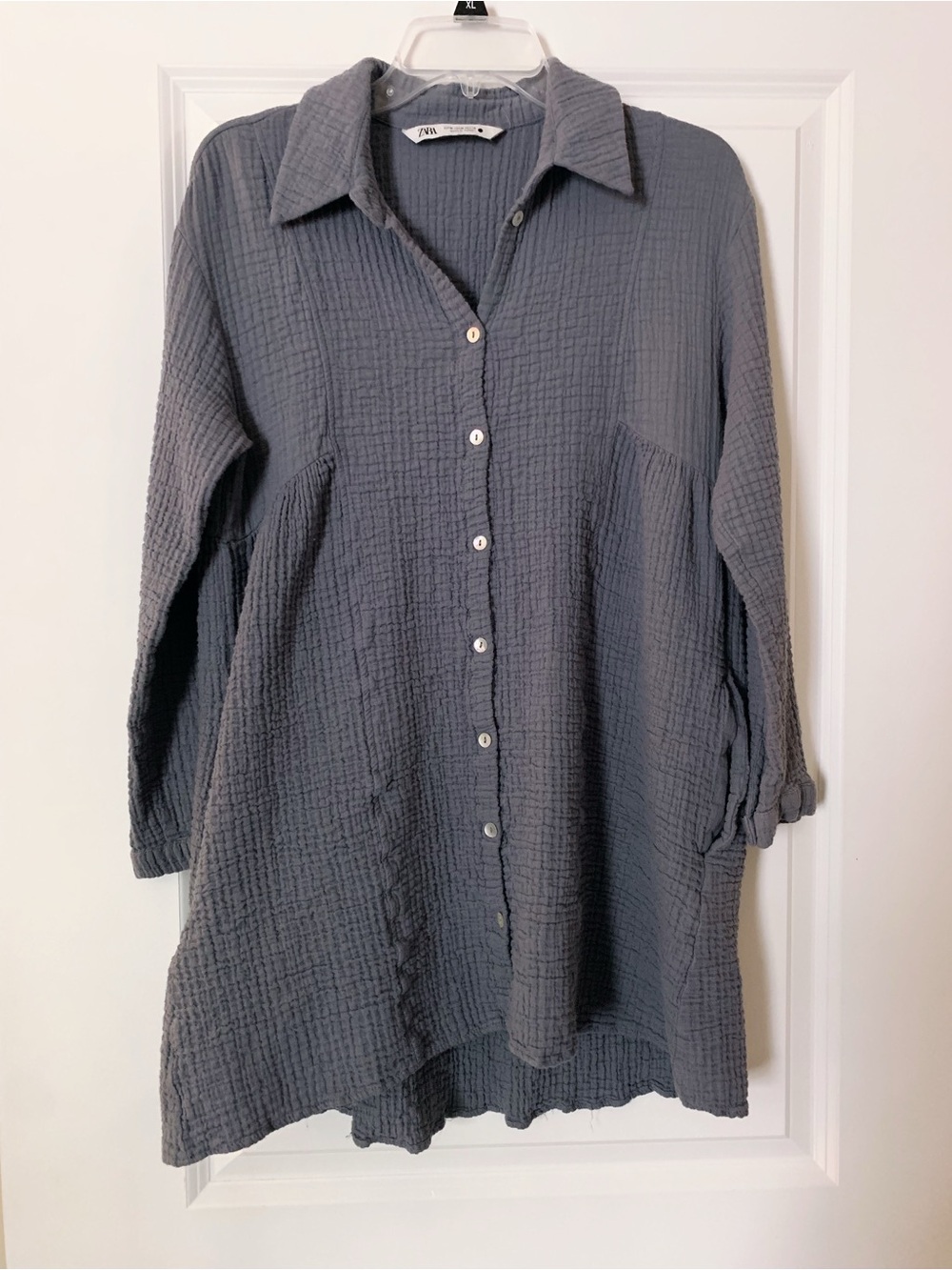 Zara Textured Button-Down Tunic